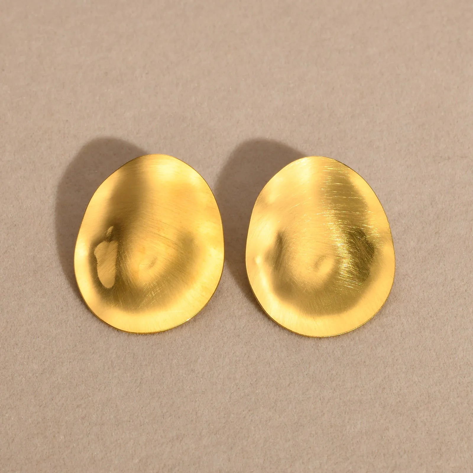 Matt Large Stainless Steel Stud Earring for Women, Pairs Chic Oval Irregular Ear Jewely
