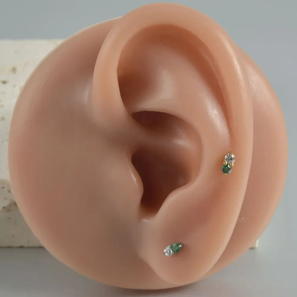 Dreamlee PC G23 Titanium Flower Threadless Labret Lip Rings Green Zircon Ear Cartilage Tragus Helix Earring Lobe Piercing Jew