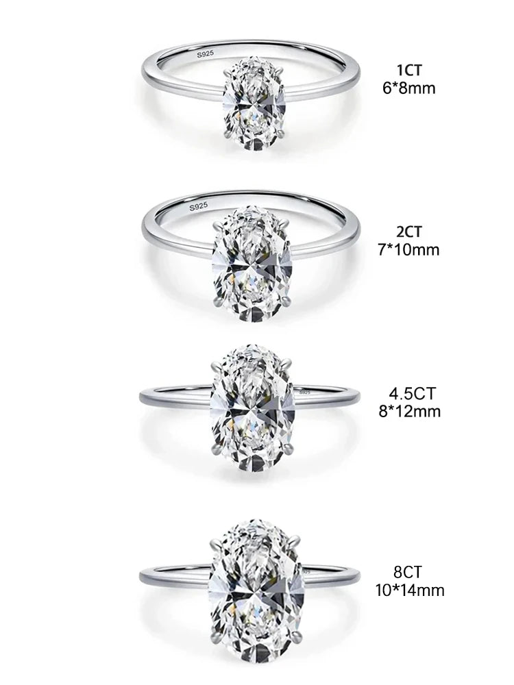 KNB DWJ 1-8CT Oval Zircon Gorgeous Sparkling Ring For Women Engagement Wedding Real 925 Sterling Silver Luxury High Quality  Jew