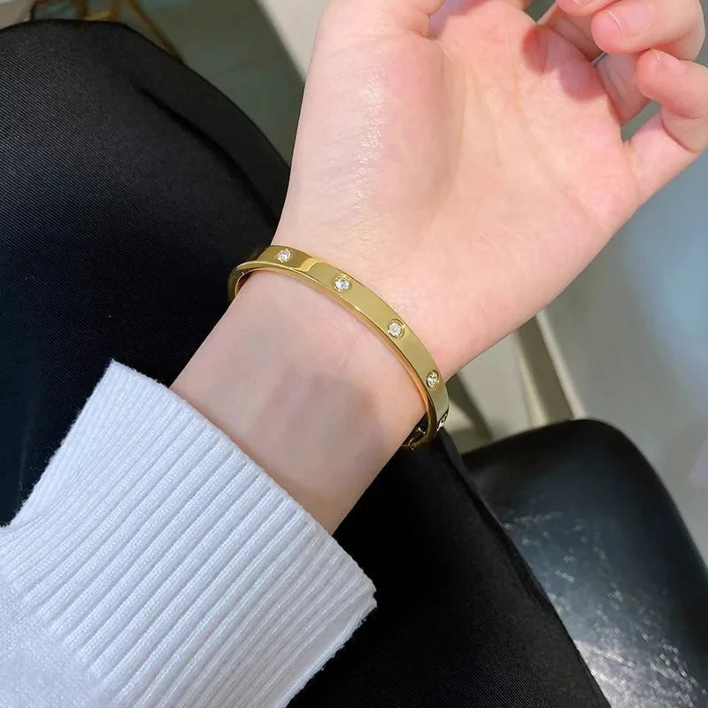 Stainless Steel Bangle for Woman Luxury Quality Jewelry Fashion Woman Crystal Bracelets Not Fade