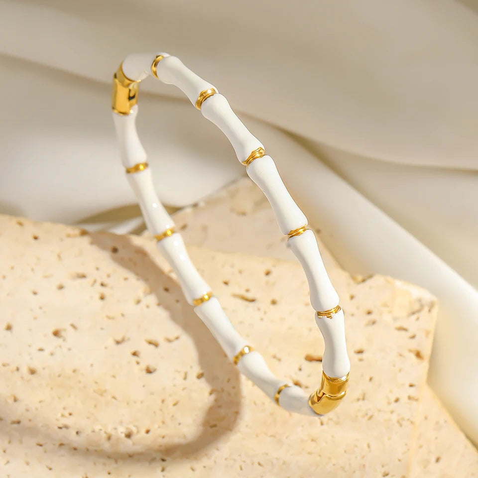 Fashion Smooth Ring Bamboo Shape Stainless Steel Bracelets For Women Men Gold Silver Color Couple Bracelet Party Daily Jewelry