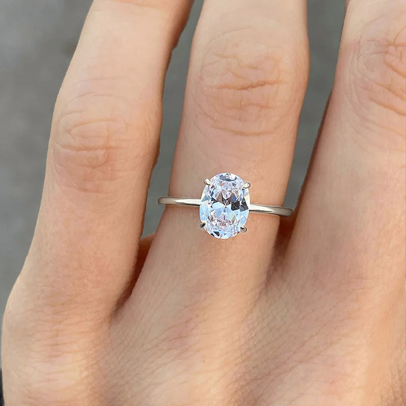 KNB DWJ 1-8CT Oval Zircon Gorgeous Sparkling Ring For Women Engagement Wedding Real 925 Sterling Silver Luxury High Quality  Jew